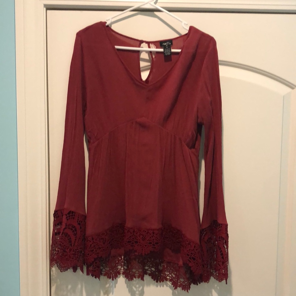 Red/Garnet Lace Top